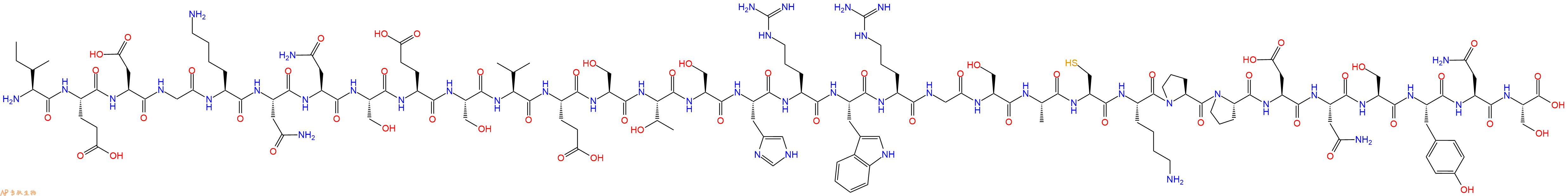 专肽生物产品H2N-Ile-Glu-Asp-Gly-Lys-Asn-Asn-Ser-Glu-Ser-Val-Glu-Ser-Thr-Ser-His-Arg-Trp-Arg-Gly-Ser-Ala-Cys-Lys-Pro-Pro-Asp-Asn-Ser-Tyr-Asn-Ser-OH
