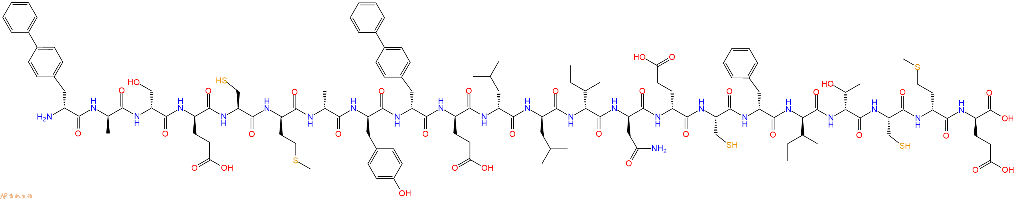 专肽生物产品H2N-DBip-DAla-DSer-DGlu-Cys-DMet-DAla-DTyr-DBip-DGlu-DLeu-DLeu-DIle-DAsn-DGlu-Cys-DPhe-DIle-DThr-Cys-DMet-DGlu-OH