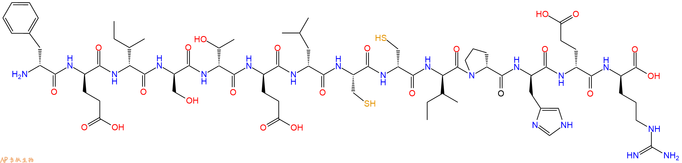 专肽生物产品H2N-DPhe-DGlu-DIle-DSer-DThr-DGlu-DLeu-Cys-DCys-DIle-DPro-DHis-DGlu-DArg-OH