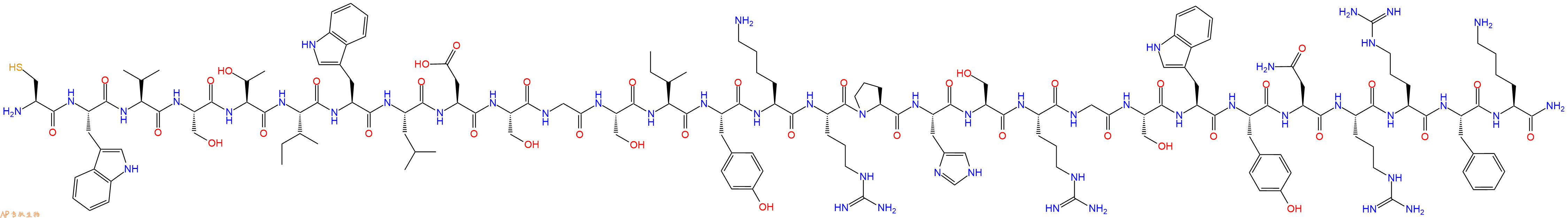 专肽生物产品H2N-Cys-Trp-Val-Ser-Thr-Ile-Trp-Leu-Asp-Ser-Gly-Ser-Ile-Tyr-Lys-Arg-Pro-His-Ser-Arg-Gly-Ser-Trp-Tyr-Asn-Arg-Arg-Phe-Lys-CONH2