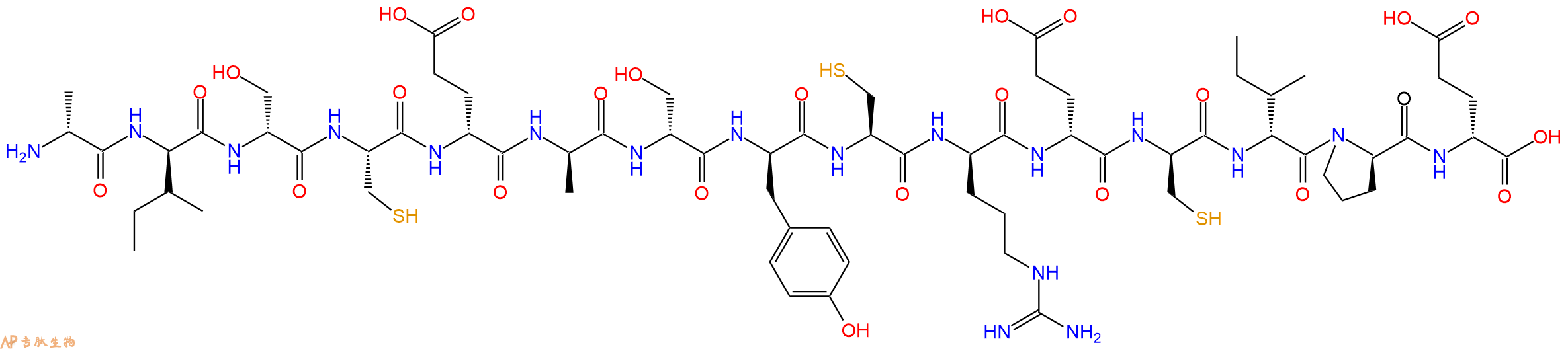 专肽生物产品H2N-DAla-DIle-DSer-Cys-DGlu-DAla-DSer-DTyr-Cys-DArg-DGlu-DCys-DIle-DPro-DGlu-OH