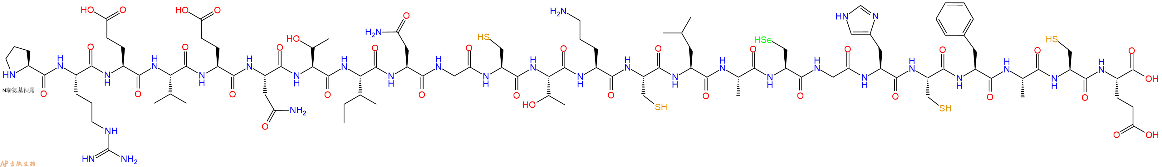 专肽生物产品H2N-Pro-Arg-Glu-Val-Glu-Asn-Thr-Ile-Asn-Gly-Cys-Thr-Orn-Cys-Leu-Ala-Sec-Gly-His-Cys-Phe-Ala-Cys-Glu-OH