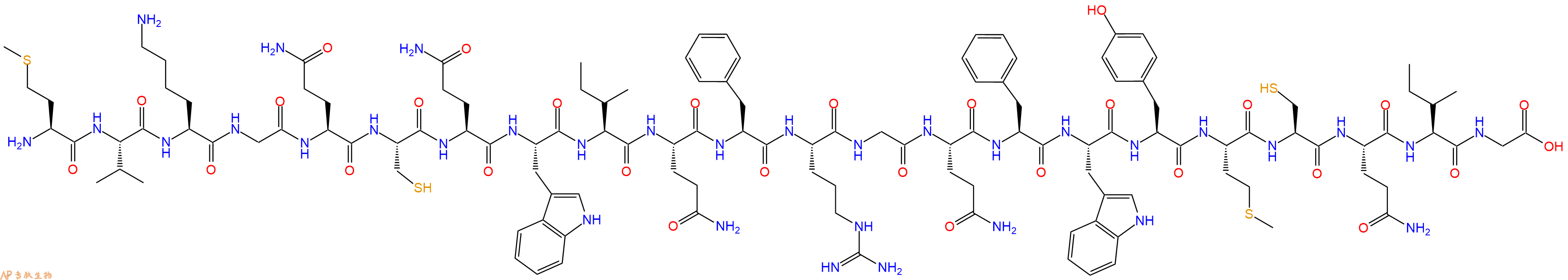 专肽生物产品H2N-Met-Val-Lys-Gly-Gln-Cys-Gln-Trp-Ile-Gln-Phe-Arg-Gly-Gln-Phe-Trp-Tyr-Met-Cys-Gln-Ile-Gly-OH