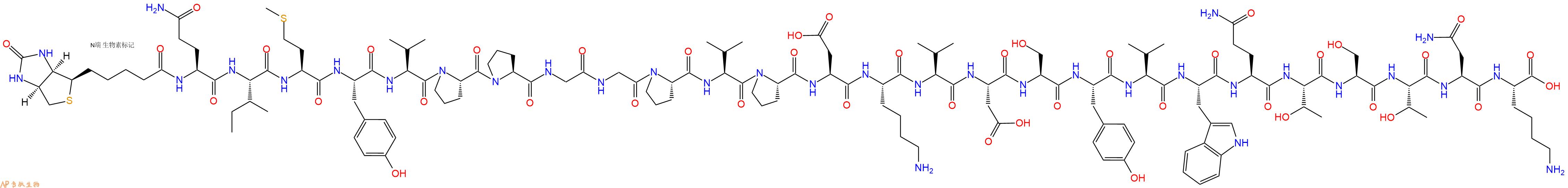 专肽生物产品Biotinyl-Gln-Ile-Met-Tyr-Val-Pro-Pro-Gly-Gly-Pro-Val-Pro-Asp-Lys-Val-Asp-Ser-Tyr-Val-Trp-Gln-Thr-Ser-Thr-Asn-Lys-OH