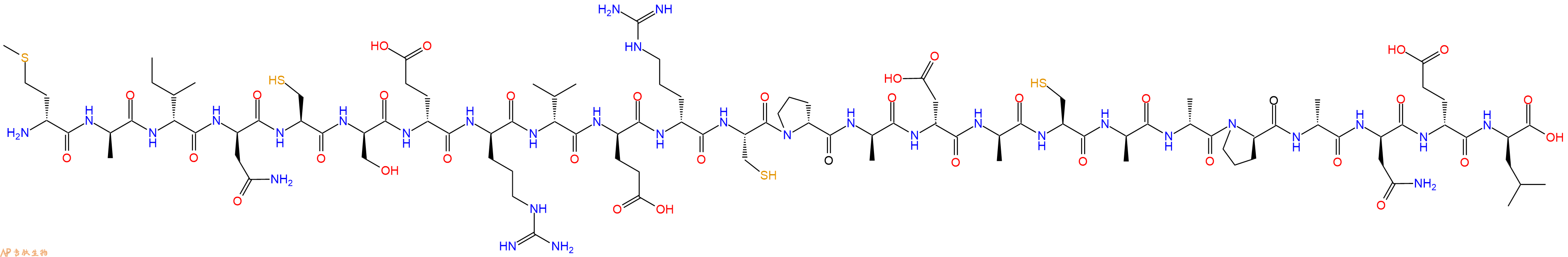 专肽生物产品H2N-DMet-DAla-DIle-DAsn-Cys-DSer-DGlu-DArg-DVal-DGlu-DArg-Cys-DPro-DAla-DAsp-DAla-Cys-DAla-DAla-DPro-DAla-DAsn-DGlu-DLeu-OH