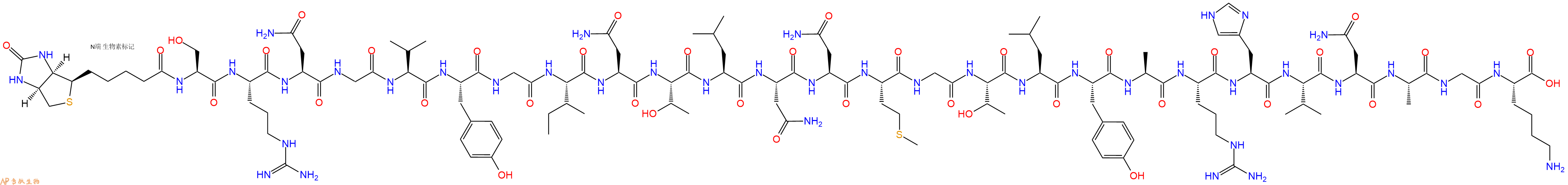 专肽生物产品Biotinyl-Ser-Arg-Asn-Gly-Val-Tyr-Gly-Ile-Asn-Thr-Leu-Asn-Asn-Met-Gly-Thr-Leu-Tyr-Ala-Arg-His-Val-Asn-Ala-Gly-Lys-OH
