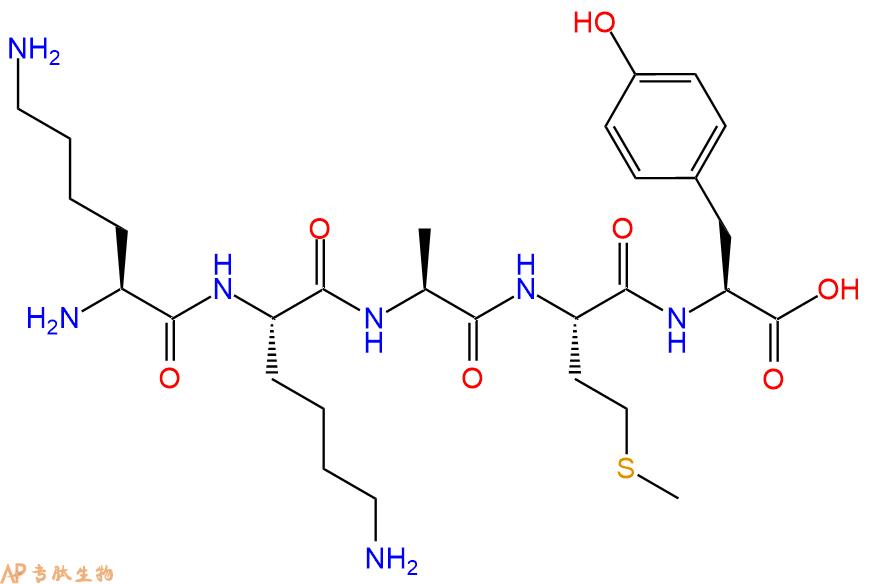 专肽生物产品H2N-Lys-Lys-Ala-Met-Tyr-OH