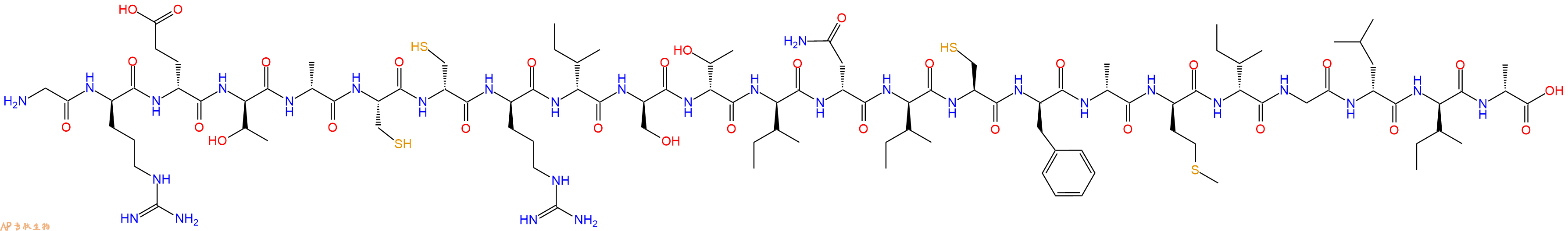 专肽生物产品H2N-Gly-DArg-DGlu-DThr-DAla-Cys-DCys-DArg-DIle-DSer-DThr-DIle-DAsn-DIle-Cys-DPhe-DAla-DMet-DIle-Gly-DLeu-DIle-DAla-OH