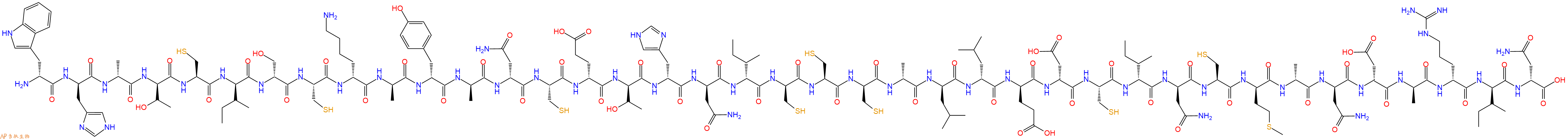 专肽生物产品H2N-DTrp-DHis-DAla-DThr-Cys-DIle-DSer-Cys-DLys-DAla-DTyr-DAla-DAsn-Cys-DGlu-DThr-DHis-DAsn-DIle-DCys-Cys-DCys-DAla-DLeu-DLeu-DGlu-DAsp-Cys-DIle-DAsn-Cys-DMet-DAla-DAsn-DAsp-DAla-DArg-DIle-DAsn-OH