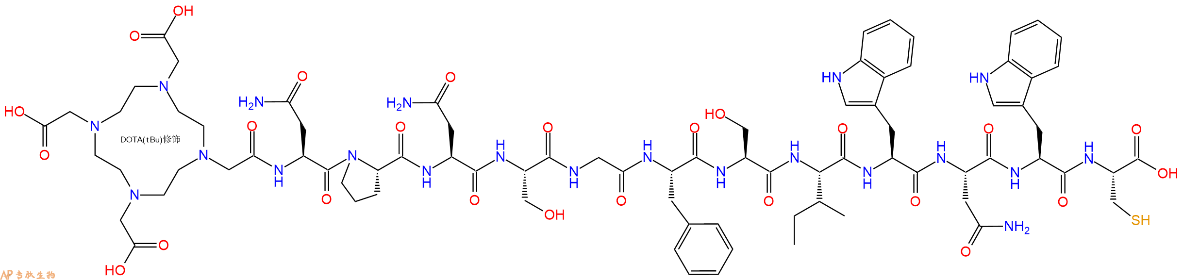 专肽生物产品DOTA-Asn-Pro-Asn-Ser-Gly-Phe-Ser-Ile-Trp-Asn-Trp-Cys-OH