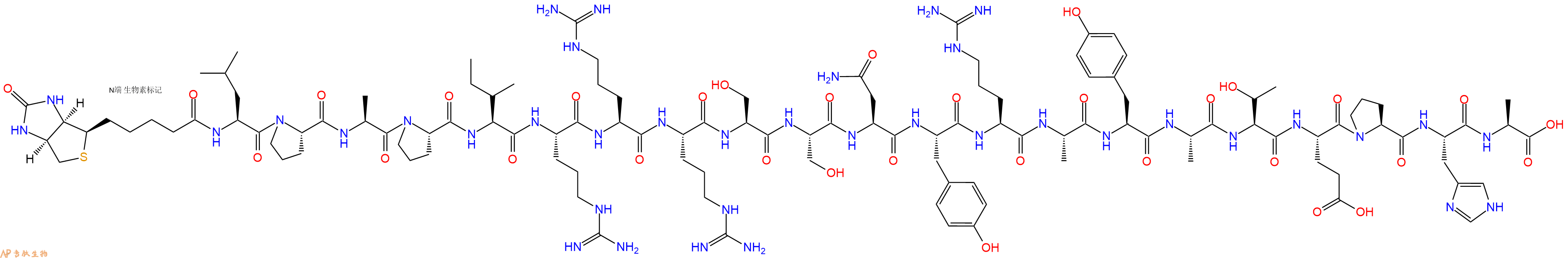 专肽生物产品Biotinyl-Leu-Pro-Ala-Pro-Ile-Arg-Arg-Arg-Ser-Ser-Asn-Tyr-Arg-Ala-Tyr-Ala-Thr-Glu-Pro-His-Ala-OH