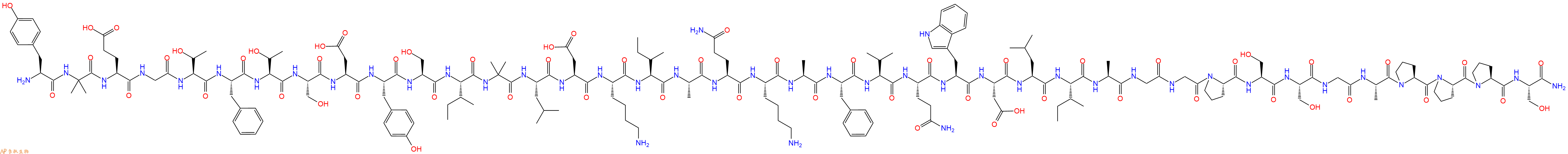 专肽生物产品H2N-Tyr-Aib-Glu-Gly-Thr-Phe-Thr-Ser-Asp-Tyr-Ser-Ile-Aib-Leu-Asp-Lys-Ile-Ala-Gln-Lys-Ala-Phe-Val-Gln-Trp-Asp-Leu-Ile-Ala-Gly-Gly-Pro-Ser-Ser-Gly-Ala-Pro-Pro-Pro-Ser-CONH2