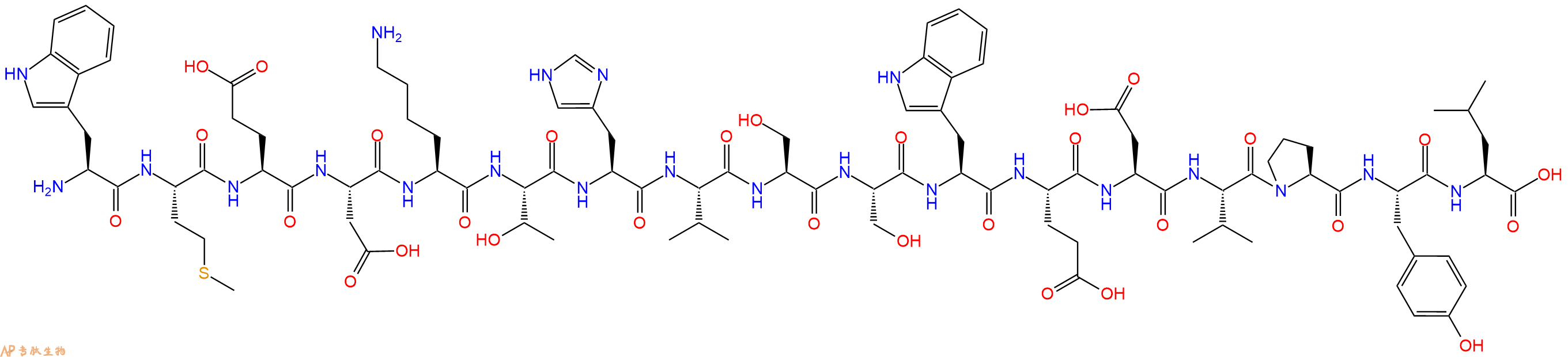 专肽生物产品H2N-Trp-Met-Glu-Asp-Lys-Thr-His-Val-Ser-Ser-Trp-Glu-Asp-Val-Pro-Tyr-Leu-OH