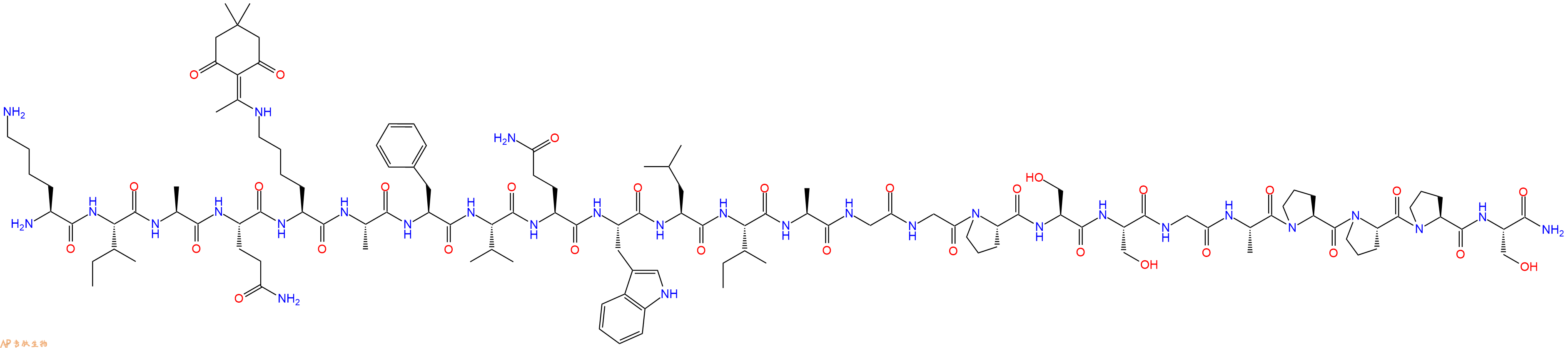专肽生物产品H2N-Lys-Ile-Ala-Gln-Lys(Dde)-Ala-Phe-Val-Gln-Trp-Leu-Ile-Ala-Gly-Gly-Pro-Ser-Ser-Gly-Ala-Pro-Pro-Pro-Ser-CONH2