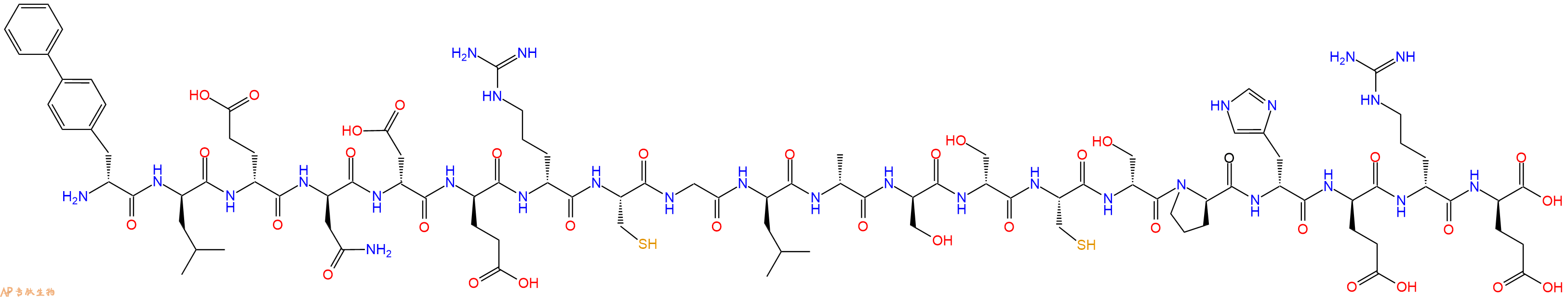 专肽生物产品H2N-DBip-DLeu-DGlu-DAsn-DAsp-DGlu-DArg-Cys-Gly-DLeu-DAla-DSer-DSer-Cys-DSer-DPro-DHis-DGlu-DArg-DGlu-OH