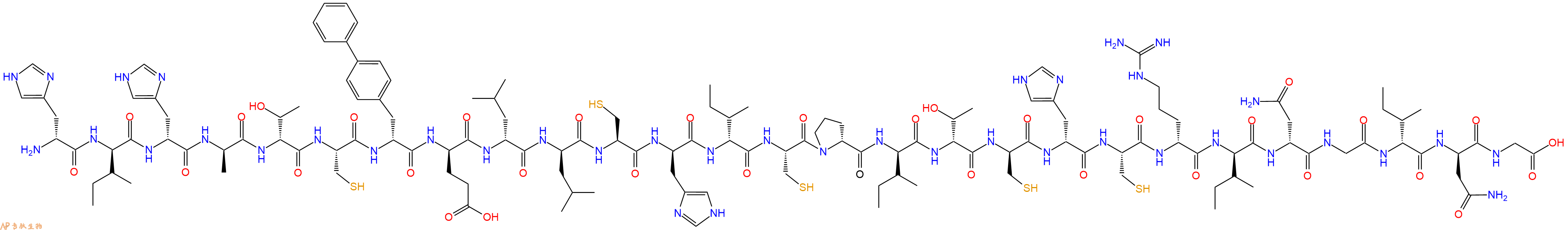 专肽生物产品H2N-DHis-DIle-DHis-DAla-DThr-Cys-DBip-DGlu-DLeu-DLeu-Cys-DHis-DIle-Cys-DPro-DIle-DThr-DCys-DHis-Cys-DArg-DIle-DAsn-Gly-DIle-DAsn-Gly-OH