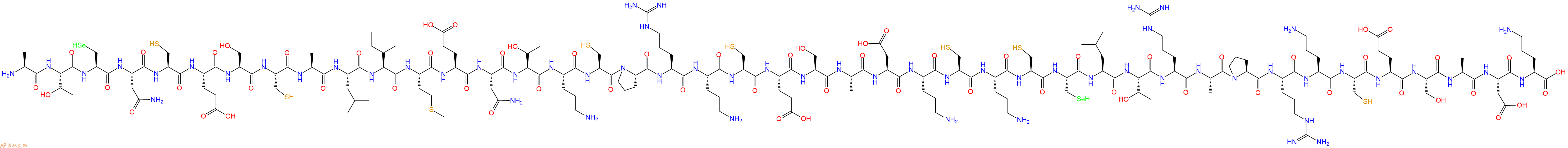 专肽生物产品H2N-Ala-Thr-Sec-Asn-Cys-Glu-Ser-Cys-Ala-Leu-Ile-Met-Glu-Asn-Thr-Orn-Cys-Pro-Arg-Orn-Cys-Glu-Ser-Ala-Asp-Orn-Cys-Orn-Cys-Sec-Leu-Thr-Arg-Ala-Pro-Arg-Orn-Cys-Glu-Ser-Ala-Asp-Orn-OH