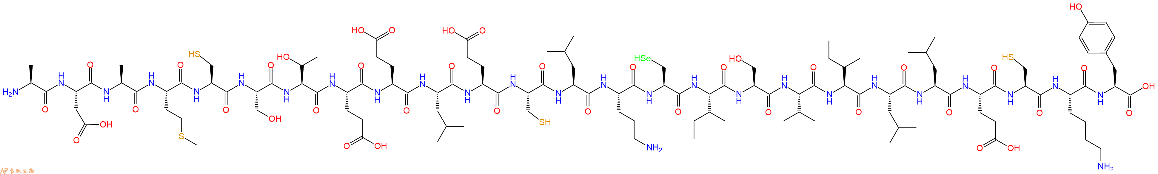 专肽生物产品H2N-Ala-Asp-Ala-Met-Cys-Ser-Thr-Glu-Glu-Leu-Glu-Cys-Leu-Orn-Sec-Ile-Ser-Val-Ile-Leu-Leu-Glu-Cys-Lys-Tyr-OH