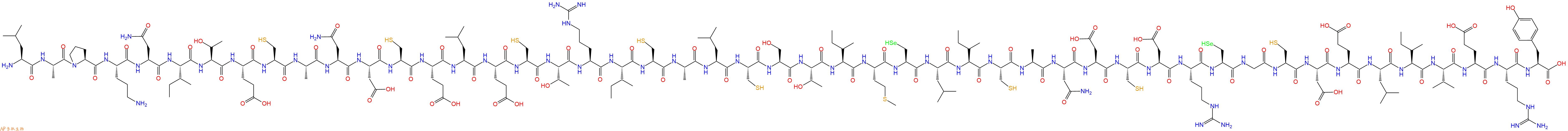 专肽生物产品H2N-Leu-Ala-Pro-Orn-Asn-Ile-Thr-Glu-Cys-Ala-Asn-Asp-Cys-Glu-Leu-Glu-Cys-Thr-Arg-Ile-Cys-Ala-Leu-Cys-Ser-Thr-Ile-Met-Sec-Leu-Ile-Cys-Ala-Asn-Asp-Cys-Asp-Arg-Sec-Gly-Cys-Asp-Glu-Leu-Ile-Val-Glu-Arg-Tyr-OH