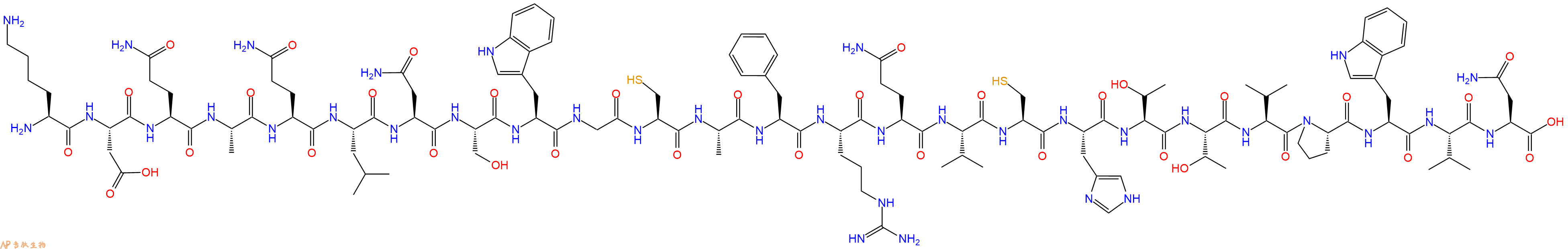 专肽生物产品H2N-Lys-Asp-Gln-Ala-Gln-Leu-Asn-Ser-Trp-Gly-Cys-Ala-Phe-Arg-Gln-Val-Cys-His-Thr-Thr-Val-Pro-Trp-Val-Asn-OH