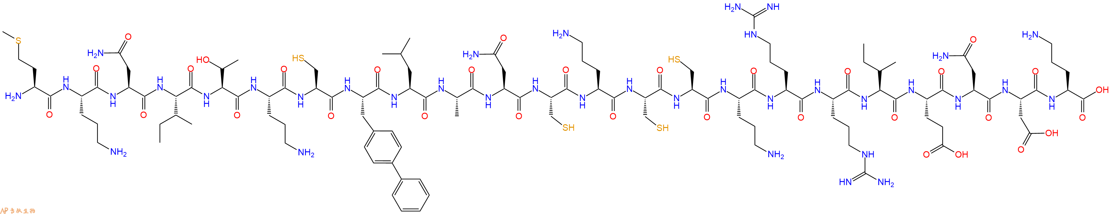 专肽生物产品H2N-Met-Orn-Asn-Ile-Thr-Orn-Cys-Bip-Leu-Ala-Asn-Cys-Orn-Cys-Cys-Orn-Arg-Arg-Ile-Glu-Asn-Asp-Orn-OH