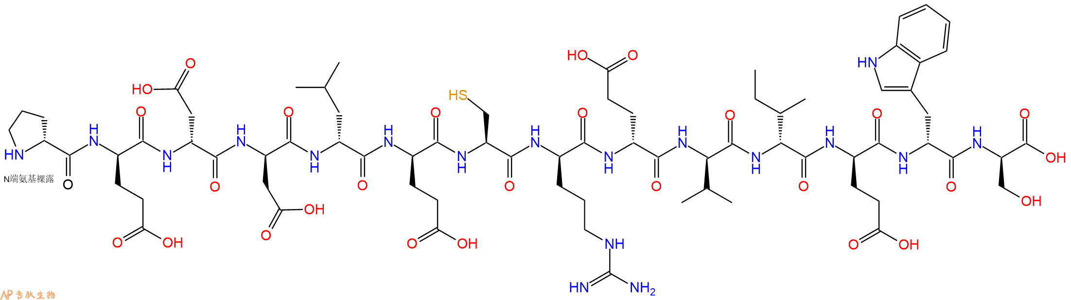 专肽生物产品H2N-DPro-DGlu-DAsp-DAsp-DLeu-DGlu-Cys-DArg-DGlu-DVal-DIle-DGlu-DTrp-DSer-OH