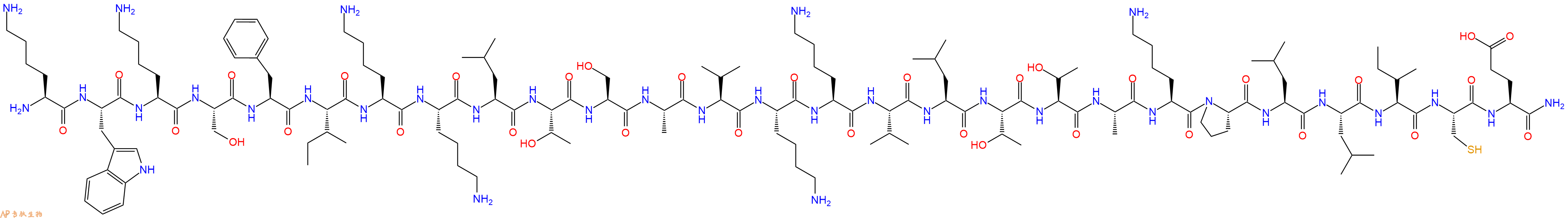 专肽生物产品H2N-Lys-Trp-Lys-Ser-Phe-Ile-Lys-Lys-Leu-Thr-Ser-Ala-Val-Lys-Lys-Val-Leu-Thr-Thr-Ala-Lys-Pro-Leu-Leu-Ile-Cys-Glu-CONH2