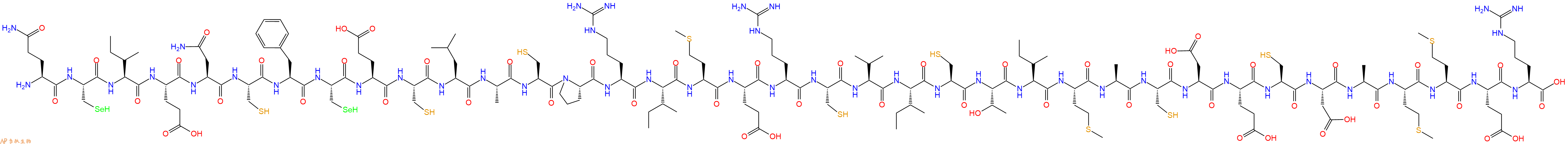 专肽生物产品H2N-Gln-Sec-Ile-Glu-Asn-Cys-Phe-Sec-Glu-Cys-Leu-Ala-Cys-Pro-Arg-Ile-Met-Glu-Arg-Cys-Val-Ile-Cys-Thr-Ile-Met-Ala-Cys-Asp-Glu-Cys-Asp-Ala-Met-Met-Glu-Arg-OH
