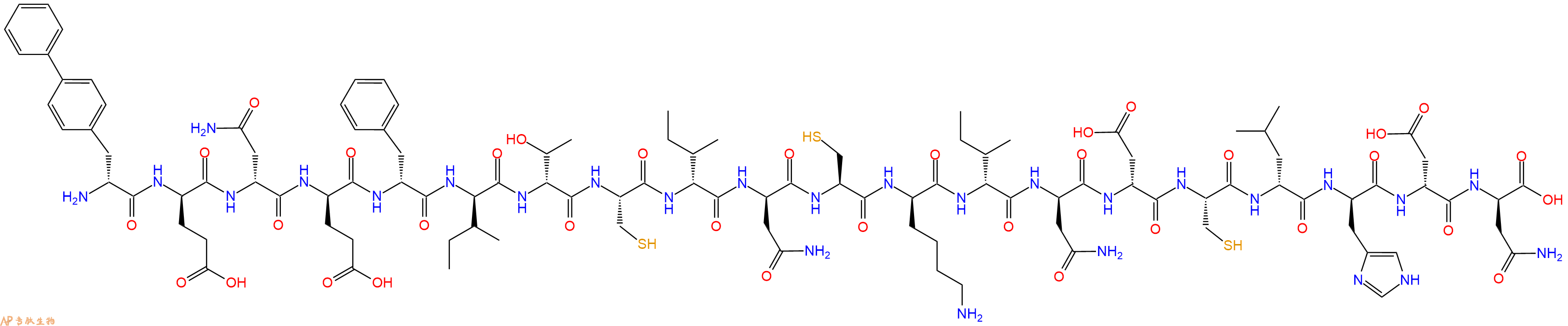 专肽生物产品H2N-DBip-DGlu-DAsn-DGlu-DPhe-DIle-DThr-Cys-DIle-DAsn-Cys-DLys-DIle-DAsn-DAsp-Cys-DLeu-DHis-DAsp-DAsn-OH