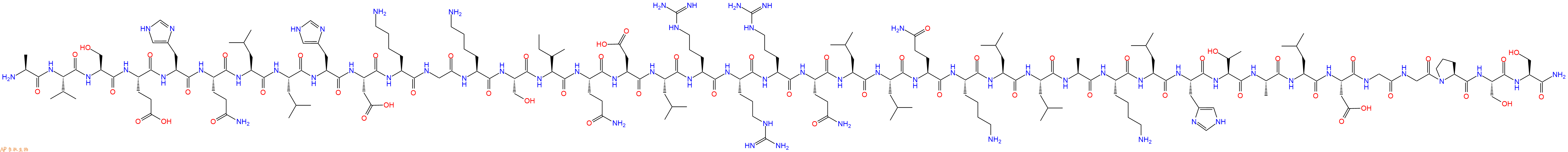 专肽生物产品H2N-Ala-Val-Ser-Glu-His-Gln-Leu-Leu-His-Asp-Lys-Gly-Lys-Ser-Ile-Gln-Asp-Leu-Arg-Arg-Arg-Gln-Leu-Leu-Gln-Lys-Leu-Leu-Ala-Lys-Leu-His-Thr-Ala-Leu-Asp-Gly-Gly-Pro-Ser-Ser-CONH2