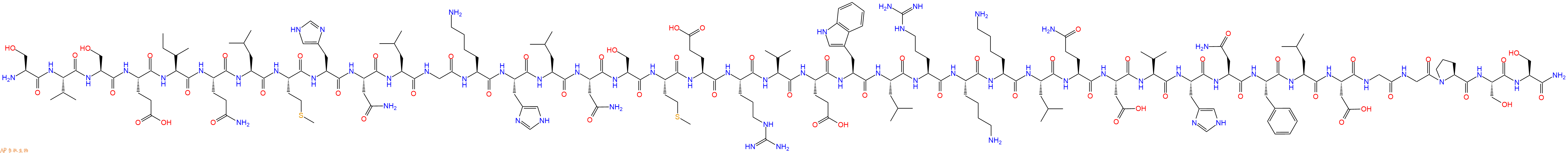 专肽生物产品H2N-Ser-Val-Ser-Glu-Ile-Gln-Leu-Met-His-Asn-Leu-Gly-Lys-His-Leu-Asn-Ser-Met-Glu-Arg-Val-Glu-Trp-Leu-Arg-Lys-Lys-Leu-Gln-Asp-Val-His-Asn-Phe-Leu-Asp-Gly-Gly-Pro-Ser-Ser-CONH2