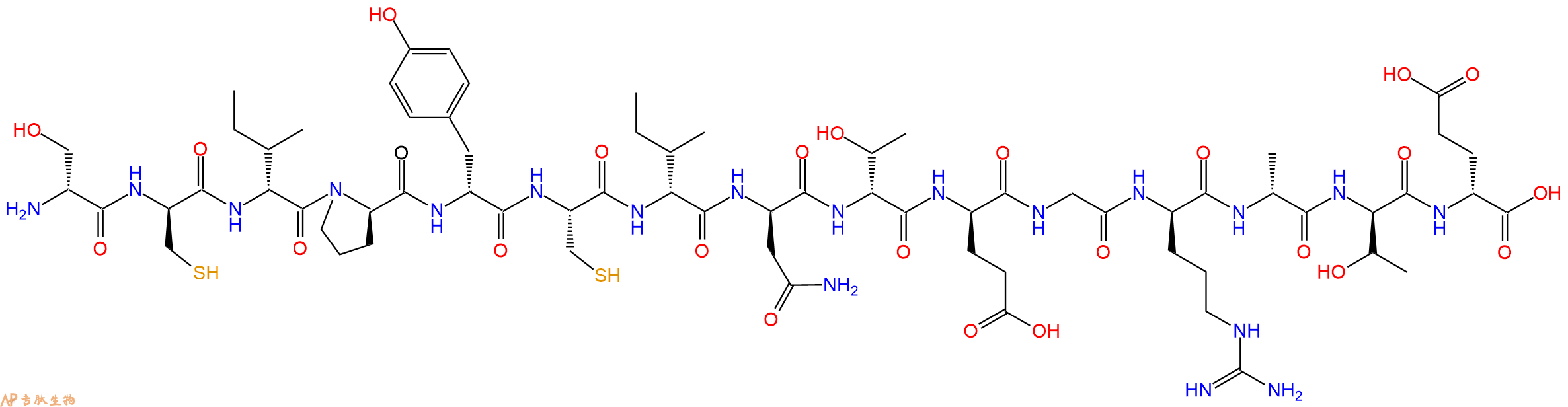 专肽生物产品H2N-DSer-DCys-DIle-DPro-DTyr-Cys-DIle-DAsn-DThr-DGlu-Gly-DArg-DAla-DThr-DGlu-OH