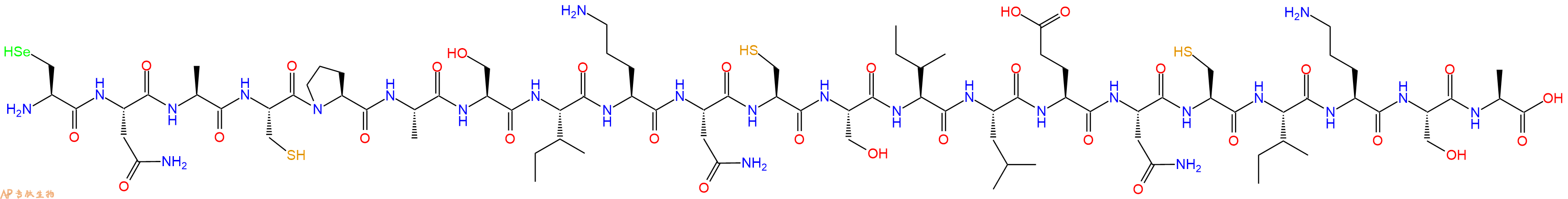 专肽生物产品H2N-Sec-Asn-Ala-Cys-Pro-Ala-Ser-Ile-Orn-Asn-Cys-Ser-Ile-Leu-Glu-Asn-Cys-Ile-Orn-Ser-Ala-OH