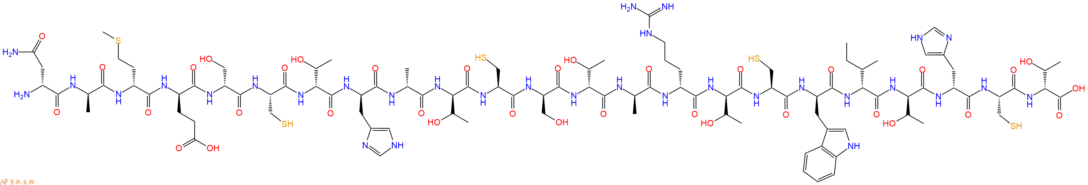 专肽生物产品H2N-DAsn-DAla-DMet-DGlu-DSer-Cys-DThr-DHis-DAla-DThr-Cys-DSer-DThr-DAla-DArg-DThr-Cys-DTrp-DIle-DThr-DHis-Cys-DThr-OH
