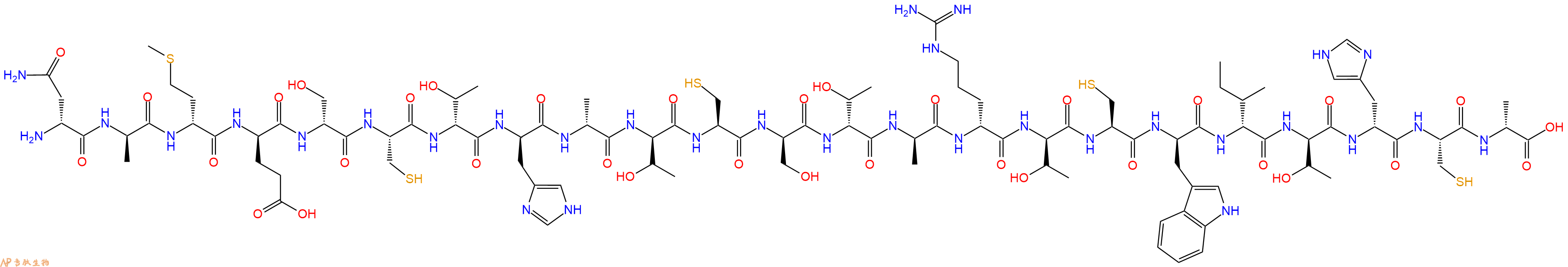 专肽生物产品H2N-DAsn-DAla-DMet-DGlu-DSer-Cys-DThr-DHis-DAla-DThr-Cys-DSer-DThr-DAla-DArg-DThr-Cys-DTrp-DIle-DThr-DHis-Cys-DAla-OH