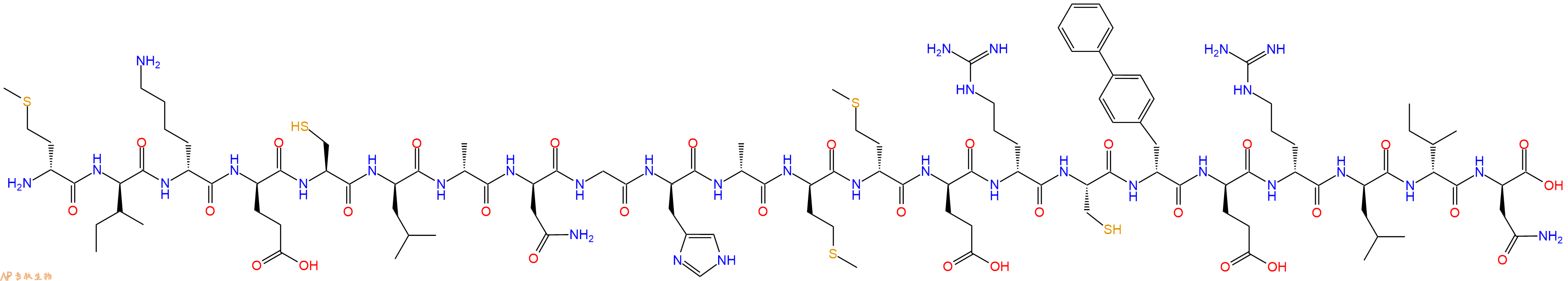 专肽生物产品H2N-DMet-DIle-DLys-DGlu-Cys-DLeu-DAla-DAsn-Gly-DHis-DAla-DMet-DMet-DGlu-DArg-Cys-DBip-DGlu-DArg-DLeu-DIle-DAsn-OH