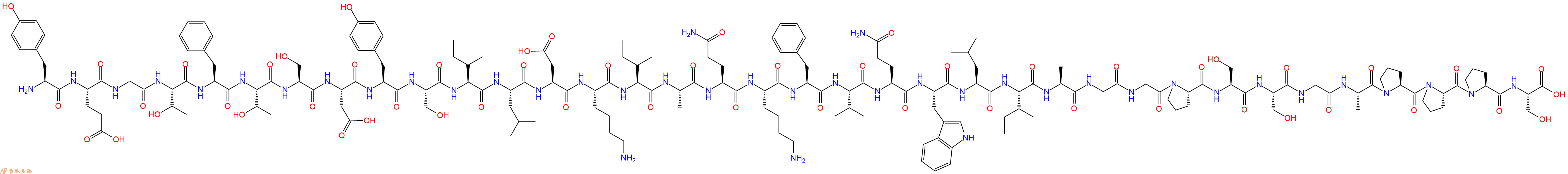 专肽生物产品H2N-Tyr-Glu-Gly-Thr-Phe-Thr-Ser-Asp-Tyr-Ser-Ile-Leu-Asp-Lys-Ile-Ala-Gln-Lys-Phe-Val-Gln-Trp-Leu-Ile-Ala-Gly-Gly-Pro-Ser-Ser-Gly-Ala-Pro-Pro-Pro-Ser-OH