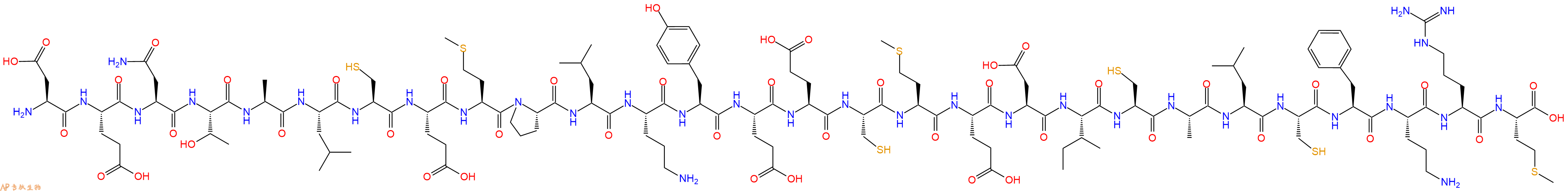 专肽生物产品H2N-Asp-Glu-Asn-Thr-Ala-Leu-Cys-Glu-Met-Pro-Leu-Orn-Tyr-Glu-Glu-Cys-Met-Glu-Asp-Ile-Cys-Ala-Leu-Cys-Phe-Orn-Arg-Met-OH