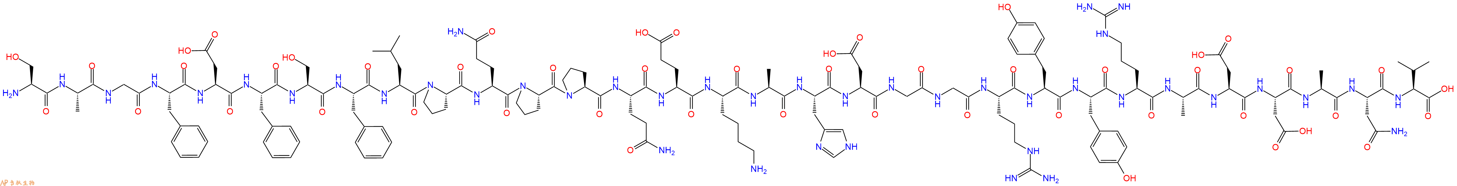 专肽生物产品H2N-Ser-Ala-Gly-Phe-Asp-Phe-Ser-Phe-Leu-Pro-Gln-Pro-Pro-Gln-Glu-Lys-Ala-His-Asp-Gly-Gly-Arg-Tyr-Tyr-Arg-Ala-Asp-Asp-Ala-Asn-Val-OH