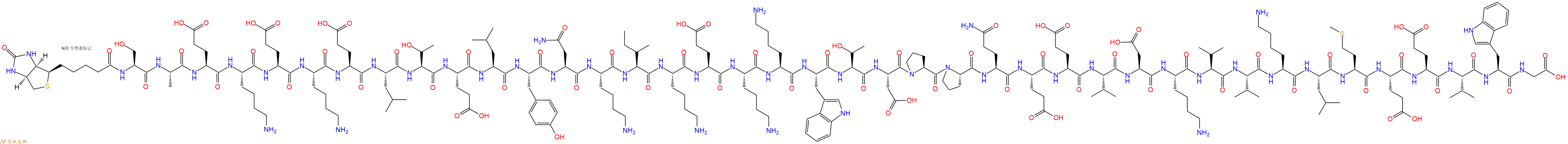 专肽生物产品Biotinyl-Ser-Ala-Glu-Lys-Glu-Lys-Glu-Leu-Thr-Glu-Leu-Tyr-Asn-Lys-Ile-Lys-Glu-Lys-Lys-Trp-Thr-Asp-Pro-Pro-Gln-Glu-Glu-Val-Asp-Lys-Val-Val-Lys-Leu-Met-Glu-Glu-Val-Trp-Gly-OH