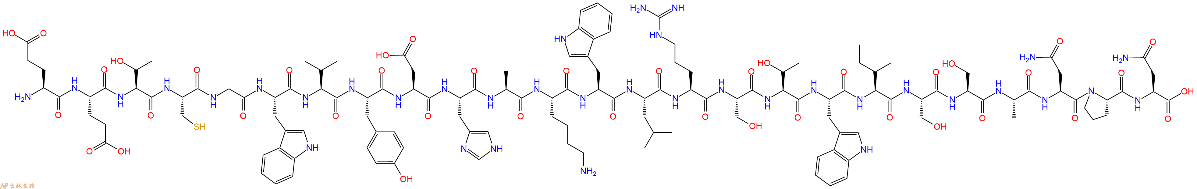 专肽生物产品H2N-Glu-Glu-Thr-Cys-Gly-Trp-Val-Tyr-Asp-His-Ala-Lys-Trp-Leu-Arg-Ser-Thr-Trp-Ile-Ser-Ser-Ala-Asn-Pro-Asn-OH