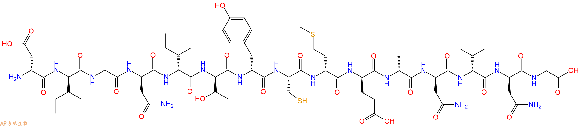 专肽生物产品H2N-DAsp-DIle-Gly-DAsn-DIle-DThr-DTyr-Cys-DMet-DGlu-DAla-DAsn-DIle-DAsn-Gly-OH