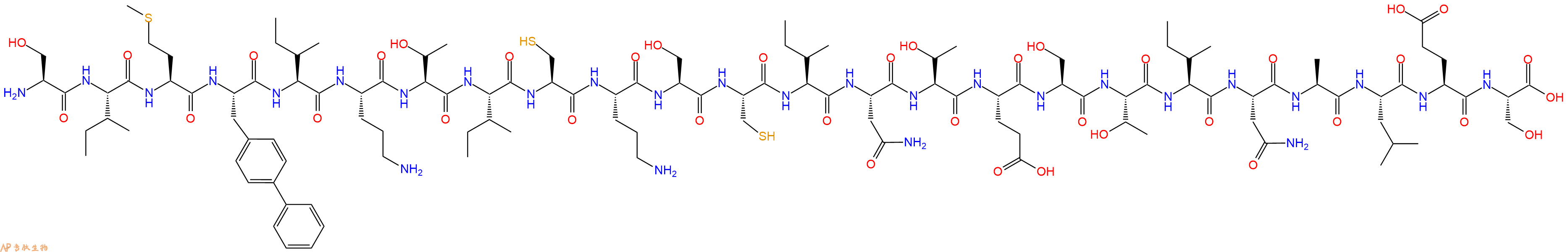 专肽生物产品H2N-Ser-Ile-Met-Bip-Ile-Orn-Thr-Ile-Cys-Orn-Ser-Cys-Ile-Asn-Thr-Glu-Ser-Thr-Ile-Asn-Ala-Leu-Glu-Ser-OH
