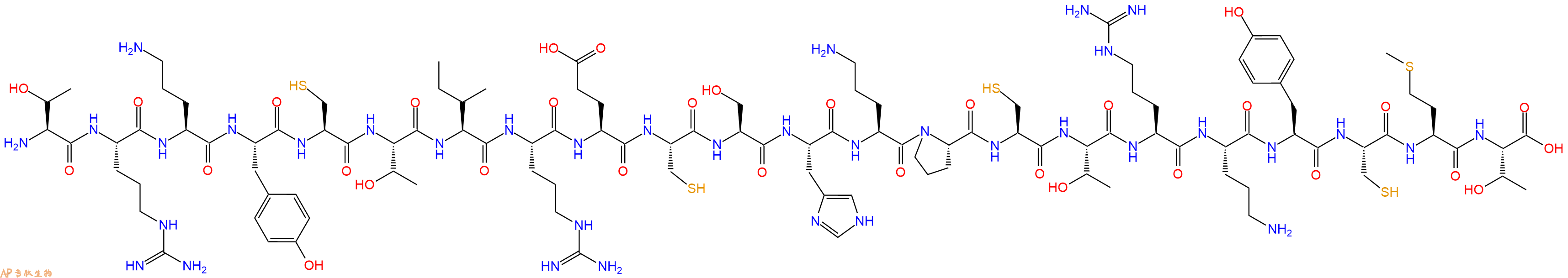 专肽生物产品H2N-Thr-Arg-Orn-Tyr-Cys-Thr-Ile-Arg-Glu-Cys-Ser-His-Orn-Pro-Cys-Thr-Arg-Orn-Tyr-Cys-Met-Thr-OH