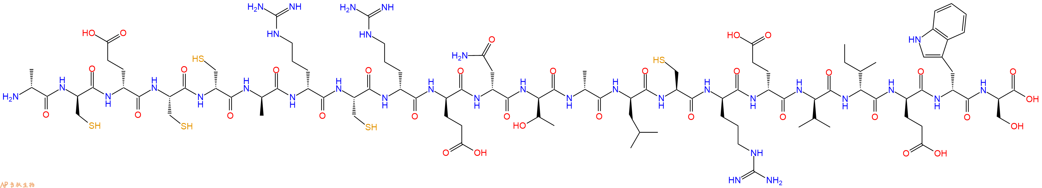 专肽生物产品H2N-DAla-DCys-DGlu-Cys-DCys-DAla-DArg-Cys-DArg-DGlu-DAsn-DThr-DAla-DLeu-Cys-DArg-DGlu-DVal-DIle-DGlu-DTrp-DSer-OH