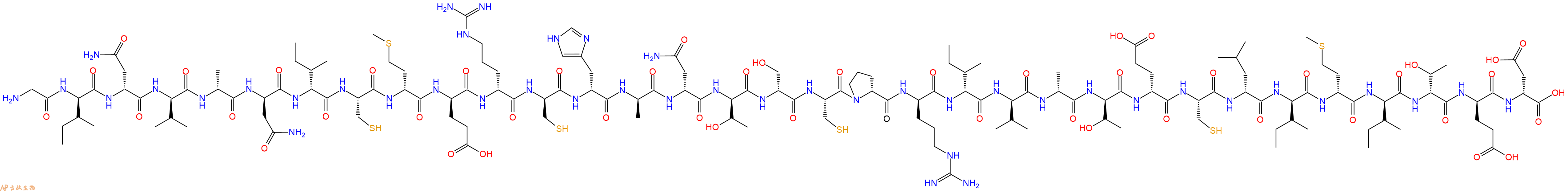 专肽生物产品H2N-Gly-DIle-DAsn-DVal-DAla-DAsn-DIle-Cys-DMet-DGlu-DArg-DCys-DHis-DAla-DAsn-DThr-DSer-Cys-DPro-DArg-DIle-DVal-DAla-DThr-DGlu-Cys-DLeu-DIle-DMet-DIle-DThr-DGlu-DAsp-OH