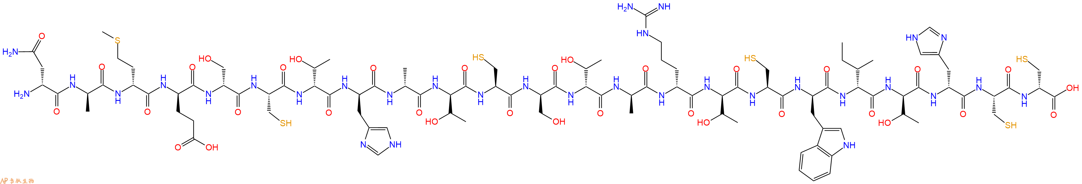 专肽生物产品H2N-DAsn-DAla-DMet-DGlu-DSer-Cys-DThr-DHis-DAla-DThr-Cys-DSer-DThr-DAla-DArg-DThr-Cys-DTrp-DIle-DThr-DHis-Cys-DCys-OH