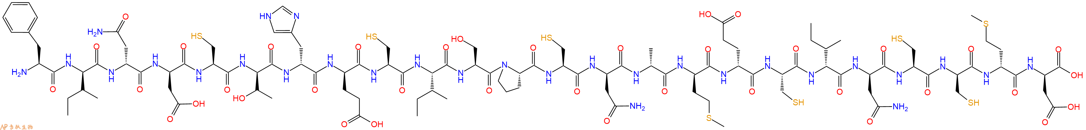 专肽生物产品H2N-Phe-DIle-DAsn-DAsp-Cys-DThr-DHis-DGlu-Cys-Ile-Ser-Pro-Cys-DAsn-DAla-DMet-DGlu-Cys-DIle-DAsn-Cys-DCys-DMet-DAsp-OH