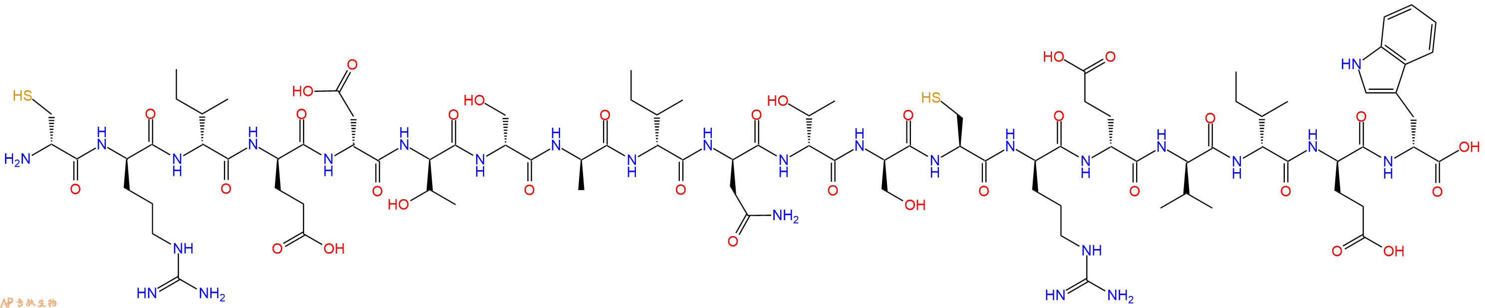 专肽生物产品H2N-DCys-DArg-DIle-DGlu-DAsp-DThr-DSer-DAla-DIle-DAsn-DThr-DSer-Cys-DArg-DGlu-DVal-DIle-DGlu-DTrp-OH