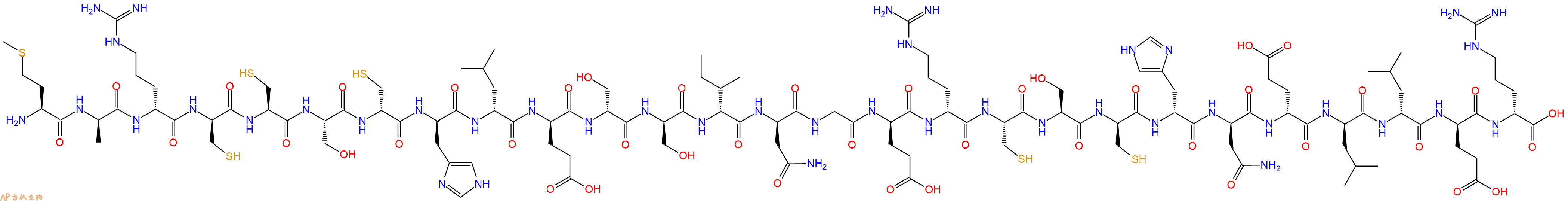 专肽生物产品H2N-Met-DAla-DArg-DCys-Cys-Ser-DCys-DHis-DLeu-DGlu-DSer-DSer-DIle-DAsn-Gly-DGlu-DArg-Cys-Ser-DCys-DHis-DAsn-DGlu-DLeu-DLeu-DGlu-DArg-OH